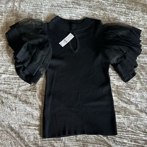 New York and Company Black Dressy Top Sz Small